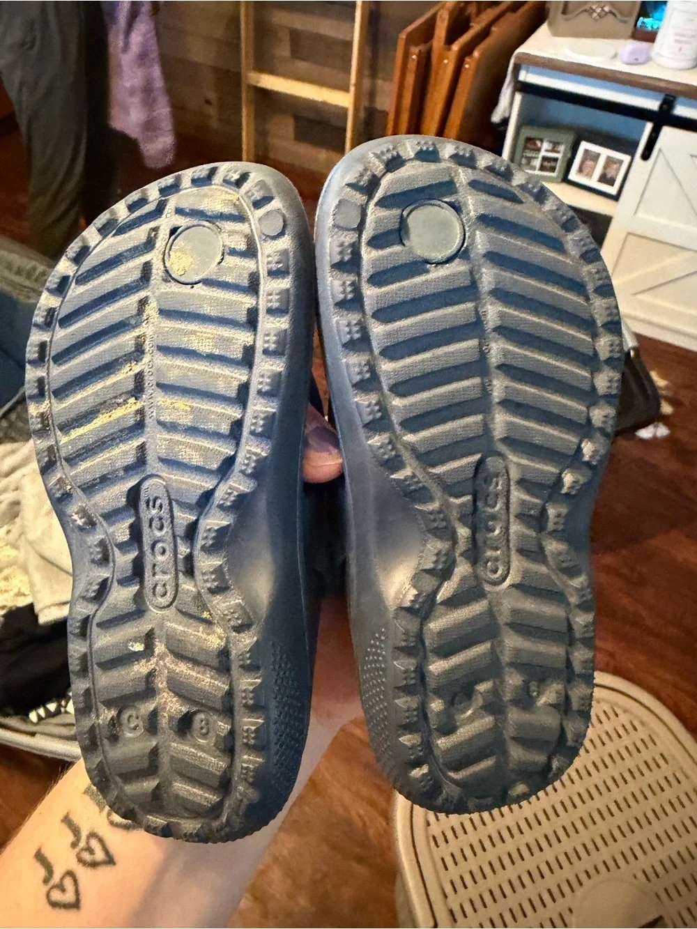 CROCS Kids Navy Blue Foam Flip Sandals with Heel Strap
